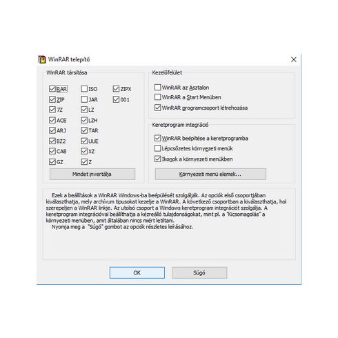 WinRAR archíváló program egy éves gyártói támogatással 
